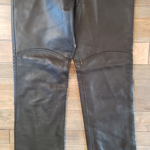 Hugo Buscati Soft Supple Leather Black Pants 6 - Picture 6 of 16